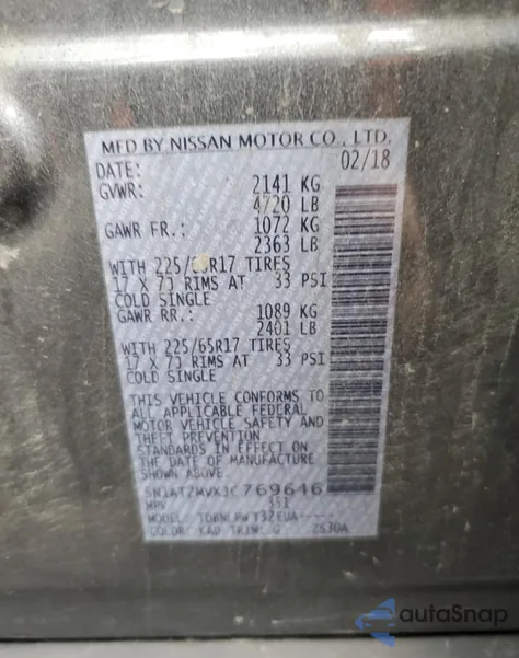 2018 Nissan Rogue S from USA, damaged, VIN 5N1AT2MVXJC769646